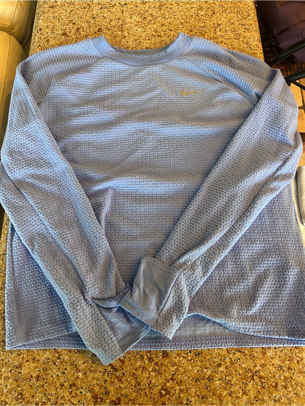 Nike Women’s Light Blue Waffle-Knit Crewneck Sweater